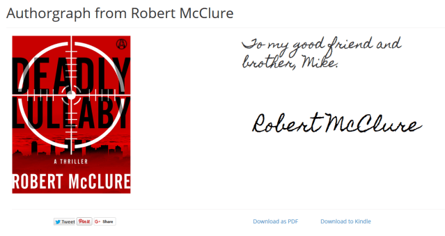 Deadly Lullaby Authorgraph by Robert McClure Deadly Lullaby